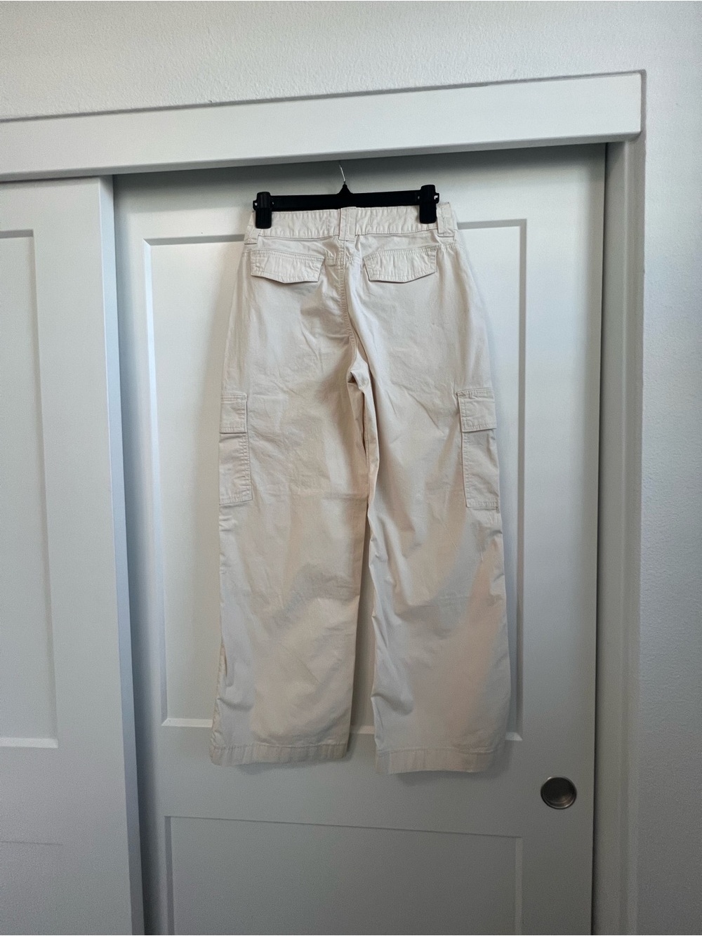 Hollister Cream Wide Leg Cargo Pants Women’s 24 Long High-Rise Utility Trousers - Picture 2 of 9